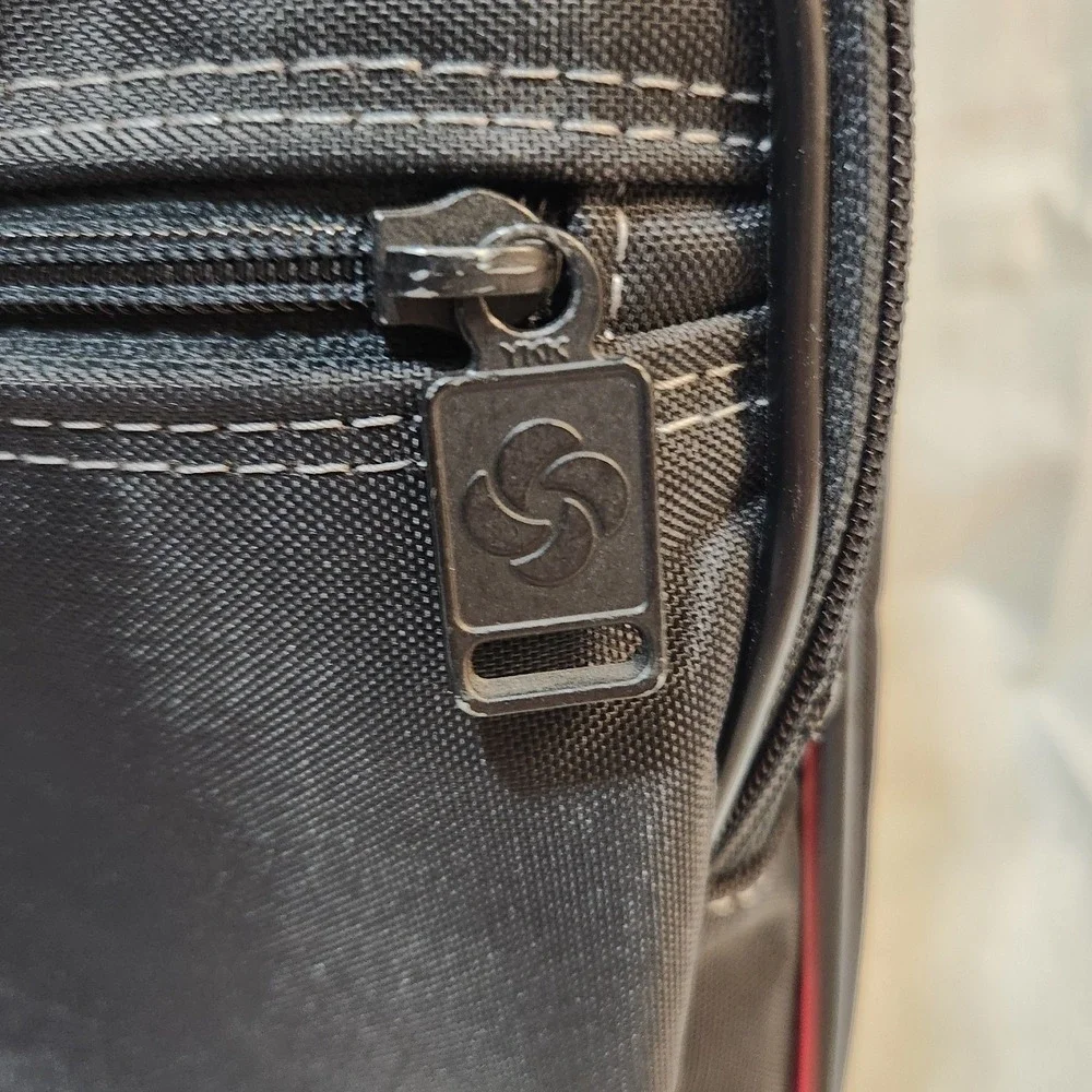 Samsonite‎ Oyster Garment Bag 1987 Black Red Trim Fold-Out Travel Luggage USA